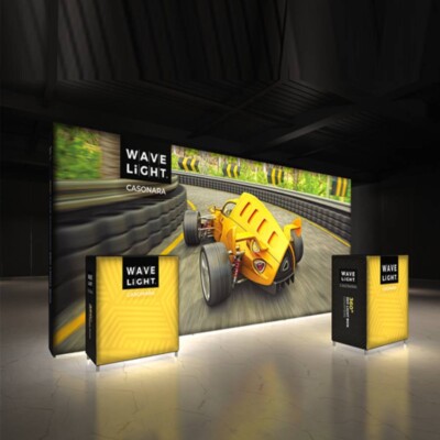 (2) Trade Show LED Display Backlit Double Sided Wavelight 8ft X 20ft. Dual Cases