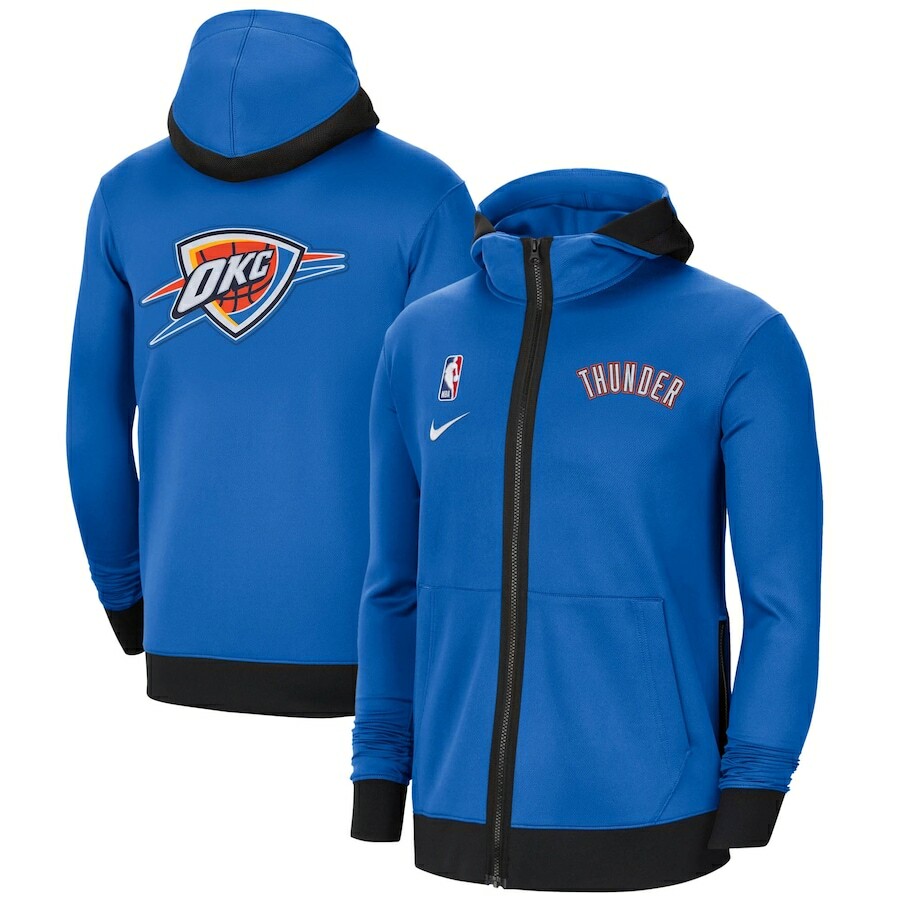 Толстовка с капюшоном Nike NBA Showtime Therma Flex OKC Thunder Blue с полной молнией CN4048-403