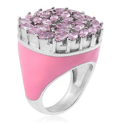 NIB $69.99 Size 6 Simulated Pink Diamond Enamel Ring (10.000 Cts)  P-9