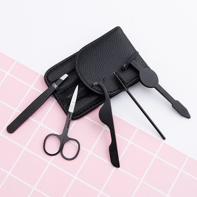5PCS Stainless Steel False Eyelashes Auxiliary Tool Eyebrow Clip Brush Tweezers