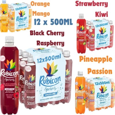 Rubicon Sparkling Spring Water with Real Fruit Juice &Natural Flavours 12 x500ML