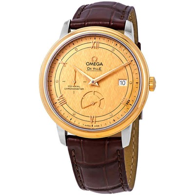 Мужские часы Omega De Ville Prestige с коаксиальным автоматическим бриллиантовым циферблатом цвета шампанского