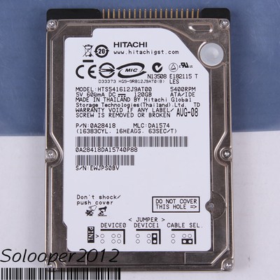 Free ship Hitachi 120 GB HDD 2.5'' 8 MB 5400 RPM HTS541612J9AT00 IDE Hard Disk