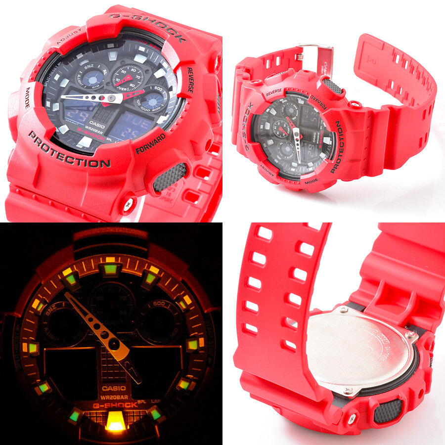 Casio G-Shock Mens Watch GA-100B-4ADR GA100B-4A Digital-Analogue Red Free Post 4971850948339 | eBay