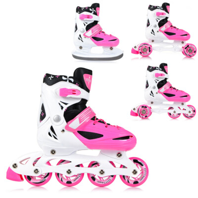 Skates 4in1 Kinder Inline Schlittschuhe Rollschuhe Trisaktes Verstellbar