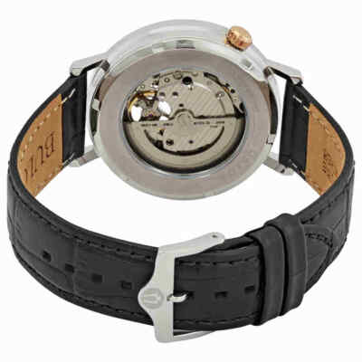 Pre-owned Bulova Classic Automatic Grey Dial Black Leather Men's Watch 98a187