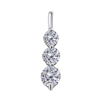 Pre-owned Maulijewels 0.25 Carat White Diamond 14k Solid White Gold Three Stone Pendant