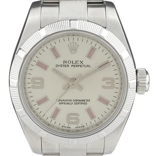 Rolex Oyster Perpetual Steel No Date Blue Roman Dial Ladies