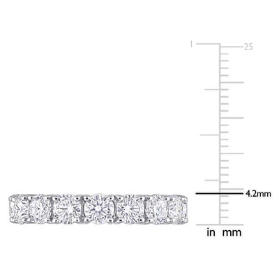 Pre-owned Amour 4 1/4 Ct Dew Created Moissanite Eternity Ring In 10k White Gold