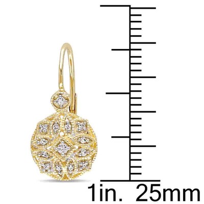 Pre-owned Amour 1/8 Ct Tw Diamond Vintage Leverback Earrings In 14k Yellow Gold In Check Description