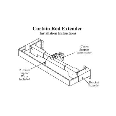 VALANCE CURTAIN ROD EXTENDER KIT ~ 1 Pair BRACKETS with 2 Wire CENTER SUPPORTS
