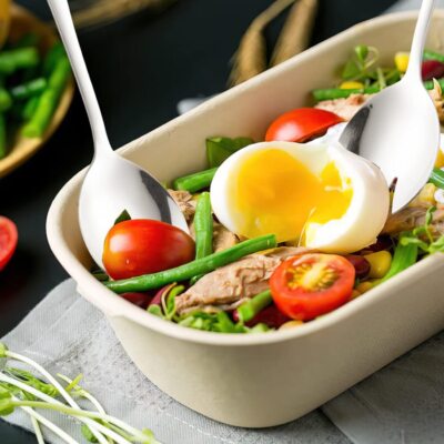 Stainless Steel Salad Servers Serving Spoon and Fork Set Silver 6 Pcs