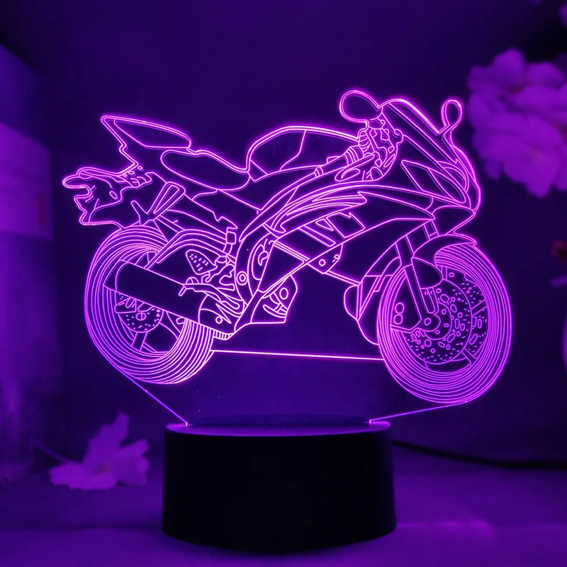 R7 Model Motorcycle 3D Led Lamp Multi Color Changing Nightlight for Mancave Deco