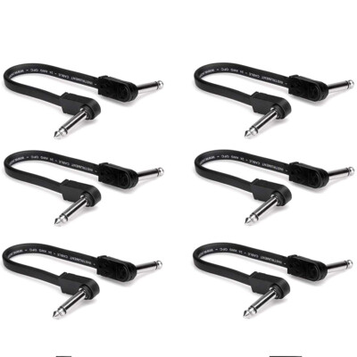 Hosa CFP-606 Flat Patch Cable - 6 Piece 6-piece 6-in Guitar Flat Patch Cab, New!