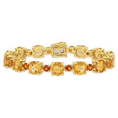 Pre-owned Amour 29 3/8 Ct Tgw Citrine And Madeira Citrine Tennis Bracelet In Yellow Plated In Check Description