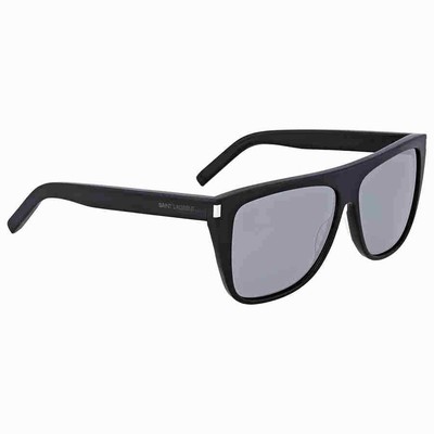 Pre-owned Saint Laurent Grey Mirror Rectangular Unisex Sunglasses Sl 1 001 59 In Gray