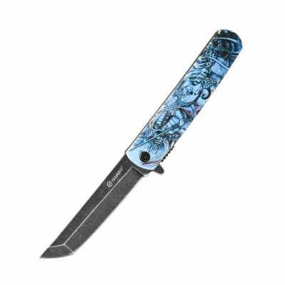 Ganzo Folding Knife Blue/Black ABS Handle 440 Plain Black Blade G626-GS