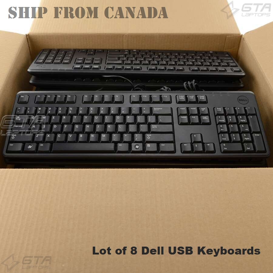 Lot of 8 Dell USB Keyboards KB212-B; MIX PART NUMBERS