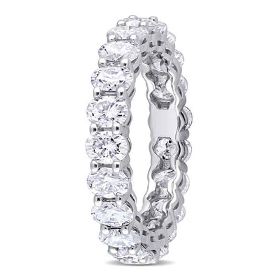 Pre-owned Amour 4 Ct Dew Created Moissanite Eternity Ring In 14k White Gold Amr-jms0072447