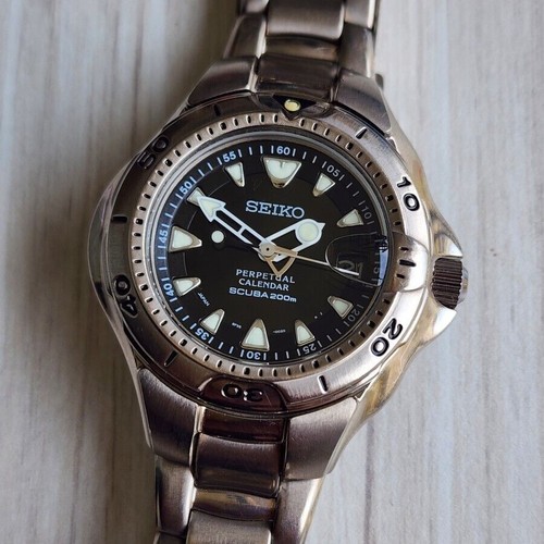 RARE Seiko Perpetual Calendar Scuba Titanium 8F35-0020 JDM Vintage