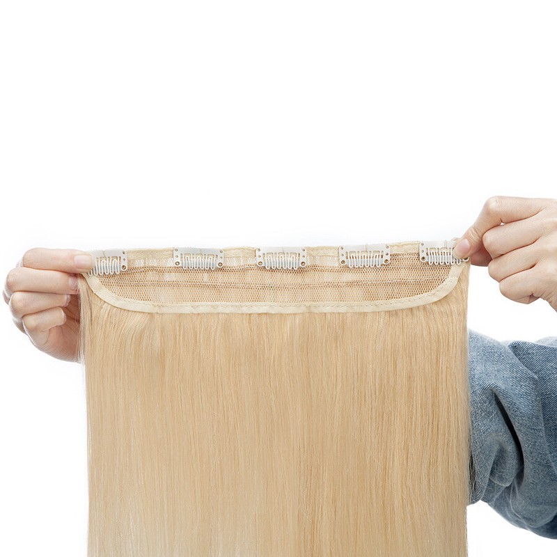 Thick 100% Real Remy Human Hair Extensions Clip In One Piece Half Head 8''-24''