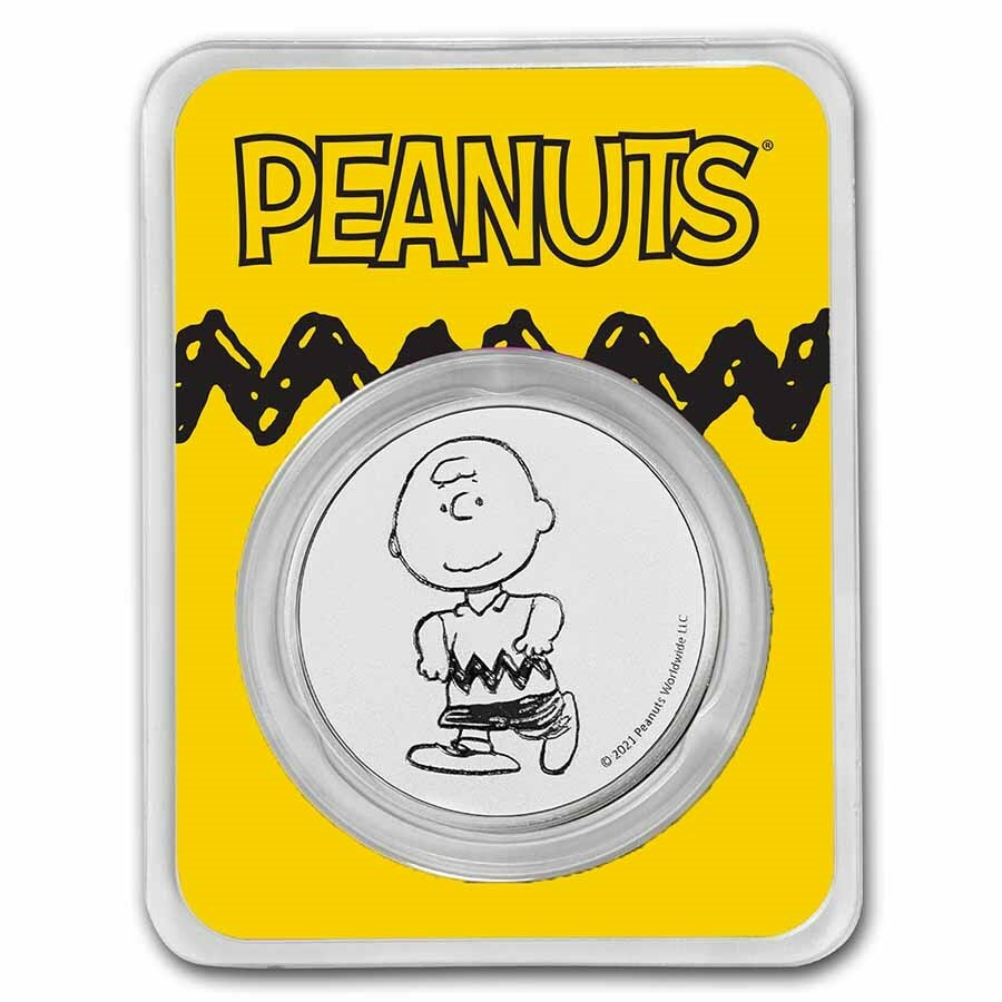 2021 Peanuts Charlie Brown 1 oz .999 Silver Coin Snoopy NEW