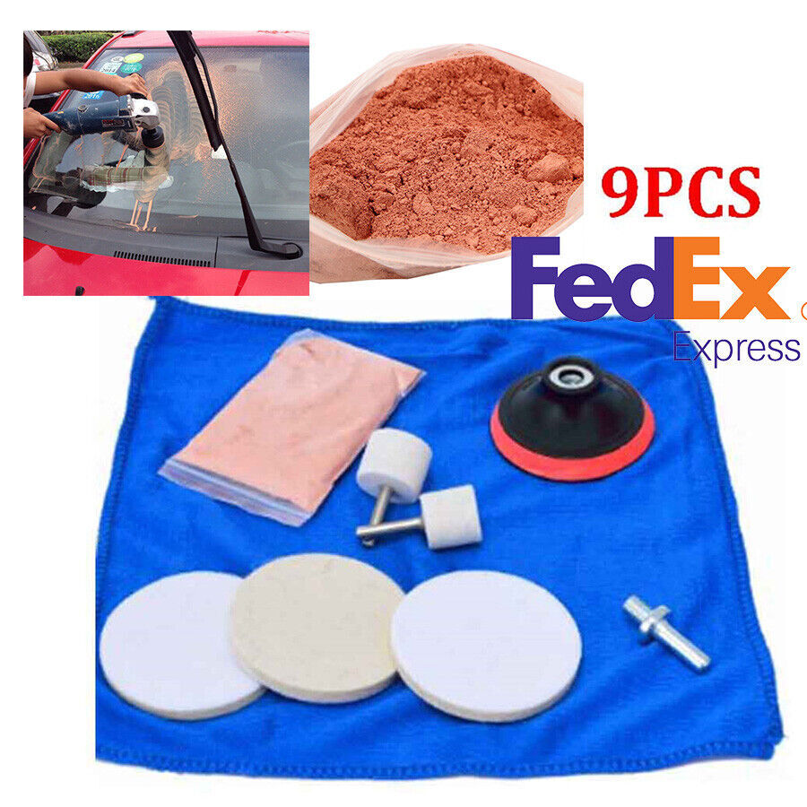 9pcs/Set Car Mirror Windshield Polishing Kit Glass Scratch Remover Repair Tool