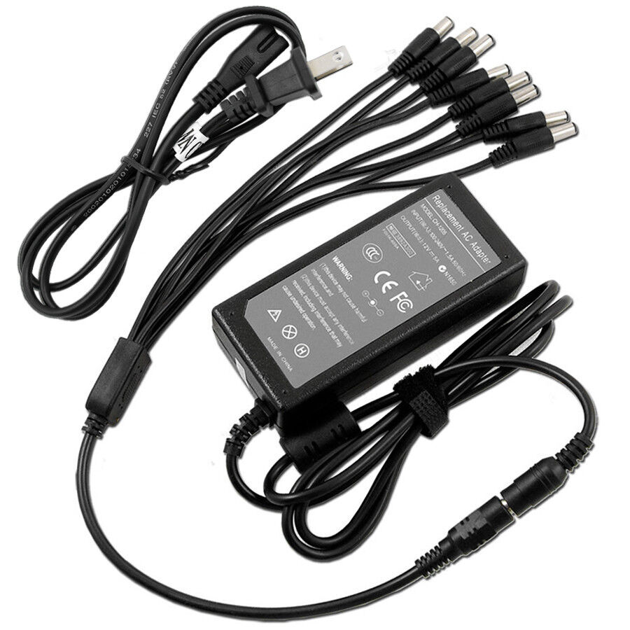 12V 8CH AC Adapter Power Supply Cord 8 Port For CCTV Security Camera System