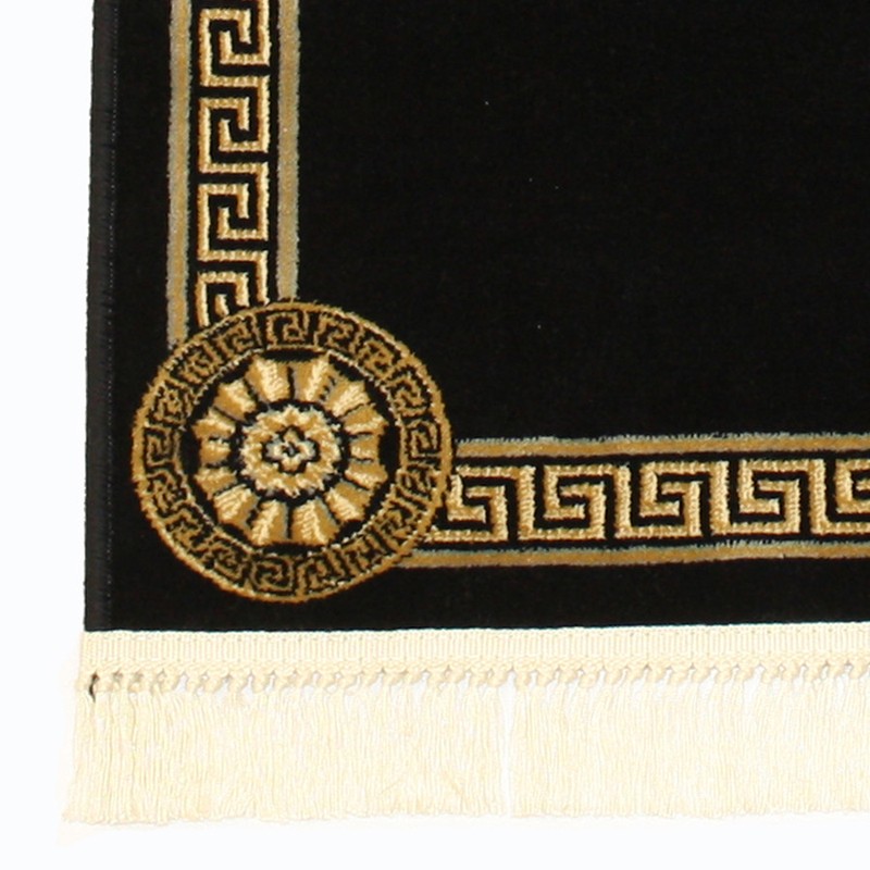 Meander Rug Black with an amphora Many Sizes Faux Silk Medusa Carpet