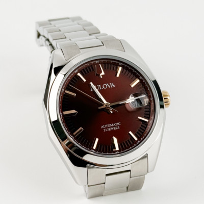 Bulova 98B422 Surveyor Wine red Dial Stainless steel Band Automatic Men's watch