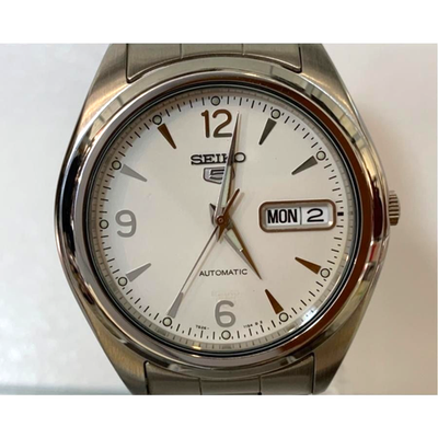 SEIKO 5 7S26-0060 Automatic 21 Jewels Day Date Ivory Dial Men's Watch Japan