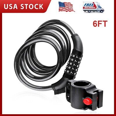 6 Feet Cable Locks High Security 5-Digit Bike Lock Cable with Mounting Bracket
