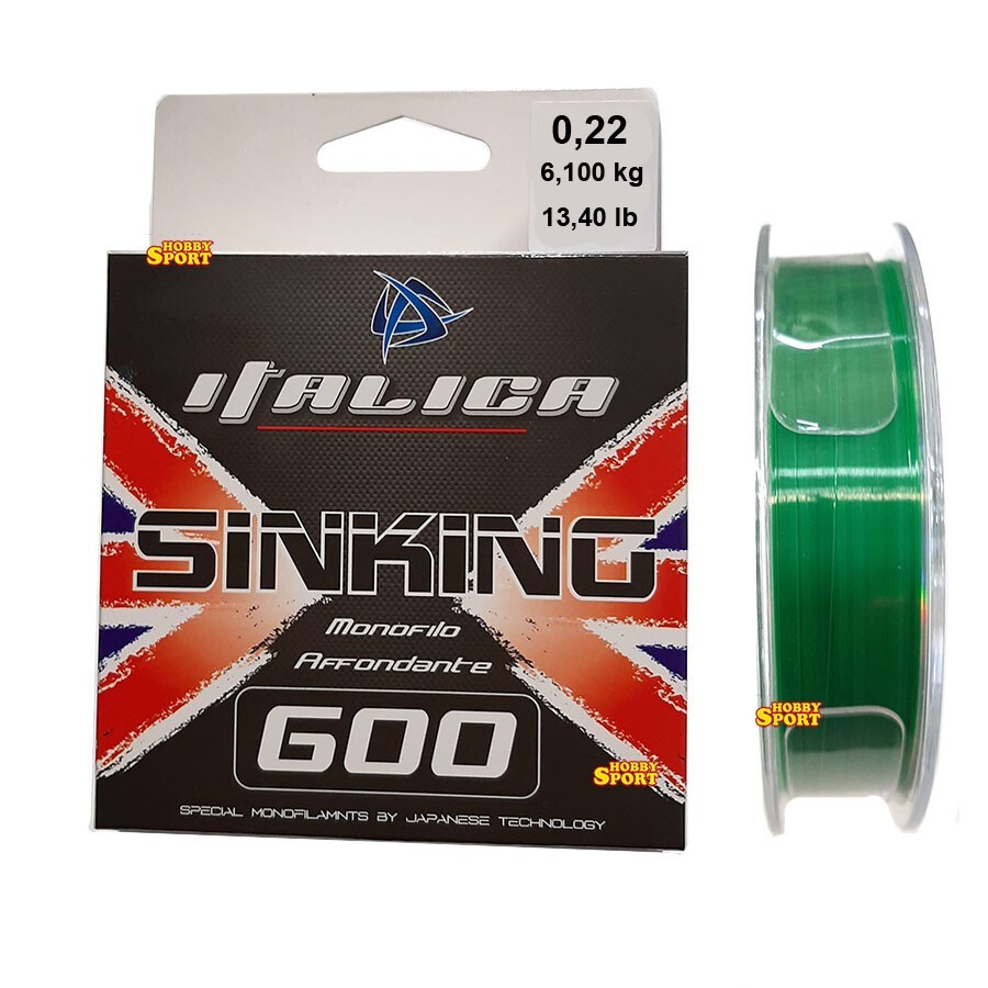 FILO AFFONDANTE PESCA INGLESE ITALICA 600 MT DIAMETRO  0,22 mm  COLORE VERDE