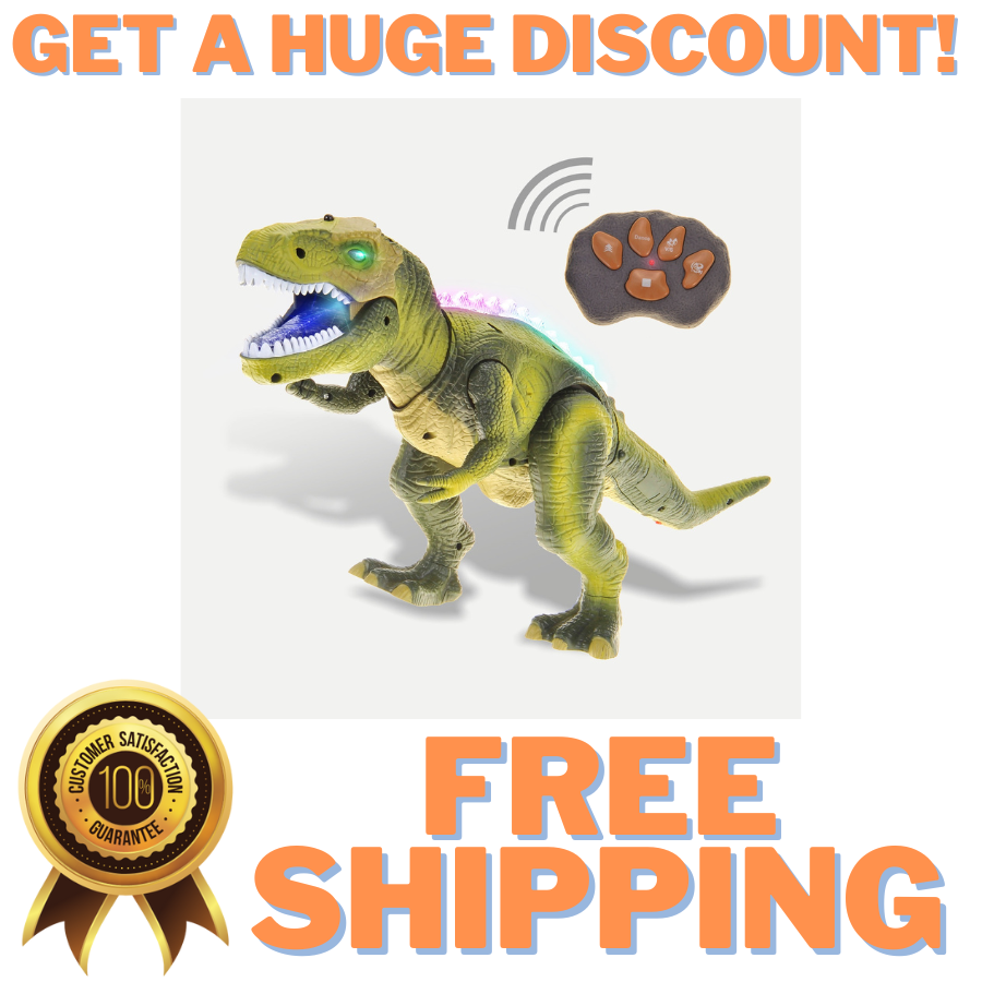 Remote Control Dinosaur T-Rex Toy For Kids Green RC Realistic Roaring Sounds