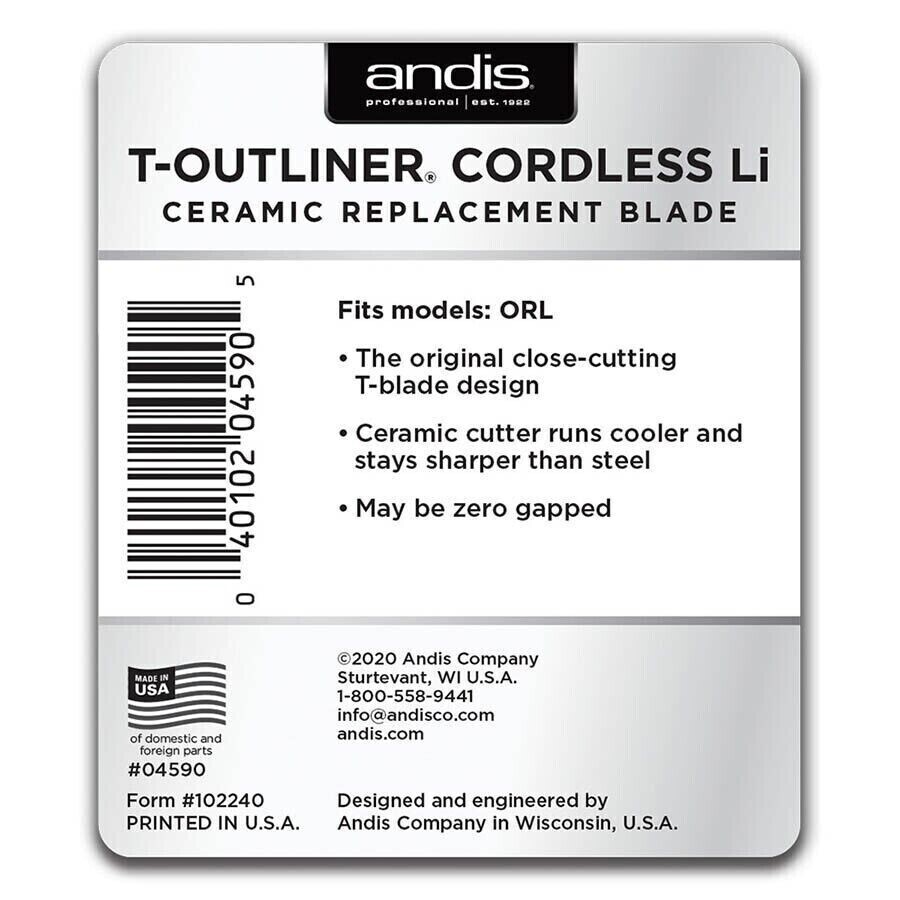 Andis 04590 CERAMIC Replacement Blade T-Outliner CORDLESS Li Trimmer Barber