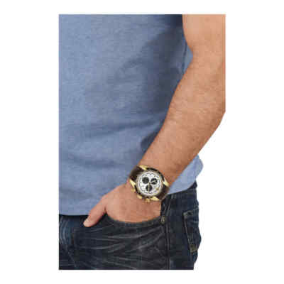 Pre-owned Versace V-ray Chrono Silver Black Men Watch - Ve2i00221