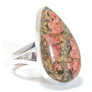 Ring Unakite Gemstone Handmade 925 Sterling Silver Jewelry Size 10 C177