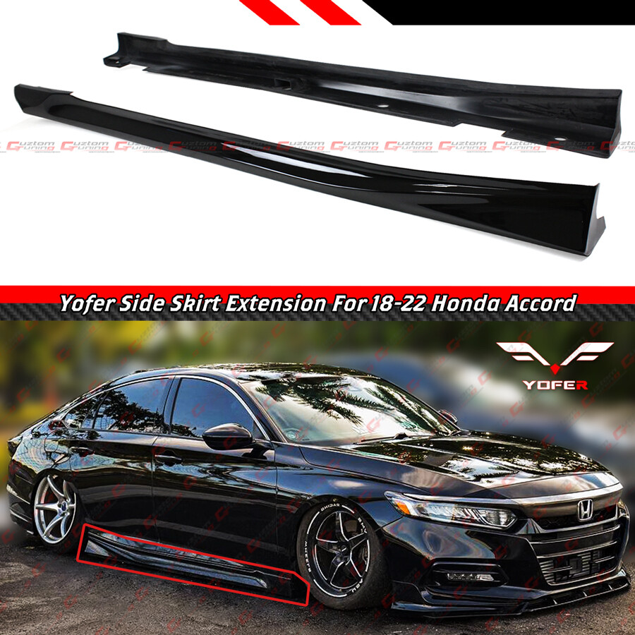 For 2018-2022 Honda Accord Yofer Gloss Black Add-on JDM Side Skirt Extension