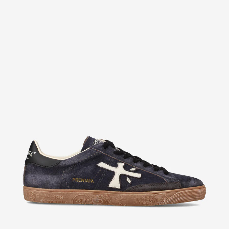 Men's Premiata Sneakers In Gray Suede and Beige Sole art