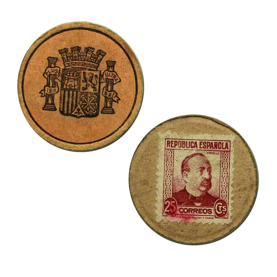 1938年スペイン共和国 25センティモ切手貨 Spanish Civil War
