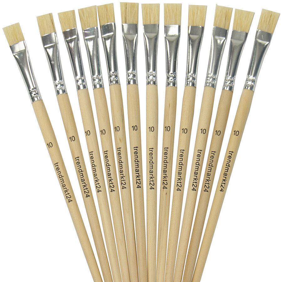 trendmarkt24 Borstenpinsel Sortiment 12  Stück Nr. 10  Schulpinsel Set WB