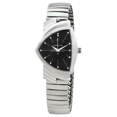 Мужские часы Hamilton Ventura L с асимметричным черным циферблатом H24411232