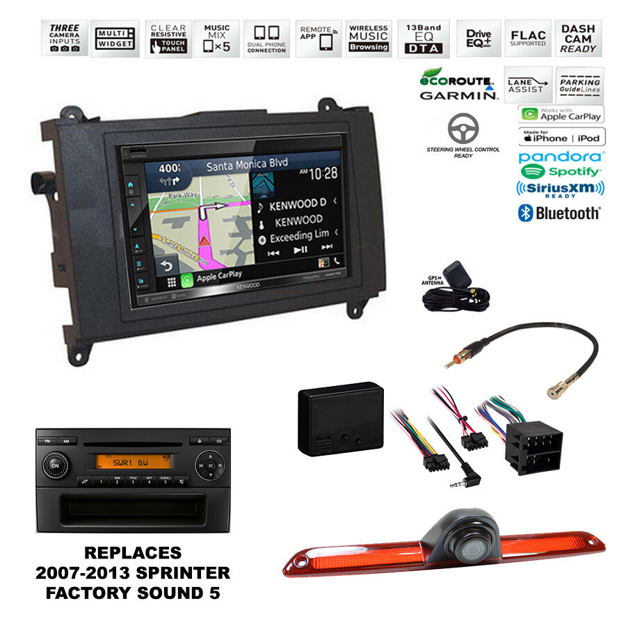 Kenwood GPS Navigation CarPlay Car Stereo+Backup Camera+Sprinter Radio
