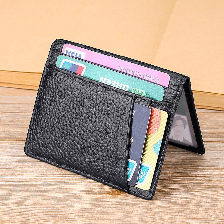 Mens Wallet Front Pocket Slim Wallet Genuine Leather ID Holder Card Case US FAST