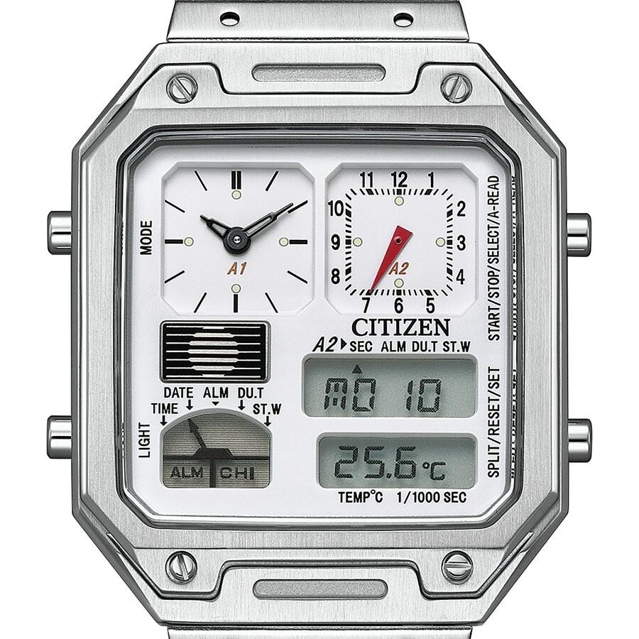Pre-owned Citizen Collection Jg2120-65a Record Label Thermo Sensor Watch Ana-digi Temp