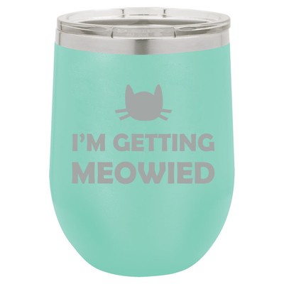 Stemless Wine Tumbler Coffee Travel Mug I'm Getting Meowied Married Engagement