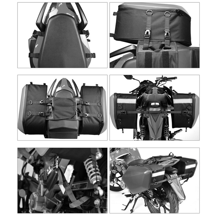 2&times;Motorcycle Bike Saddle Bag Riding Helmet Bag Storage Hard Shell Side Tool Bags