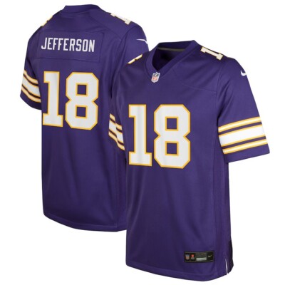 NWT Youth #18 Justin Jefferson Purple Vapor F.U.S.E. Limited All Stitched Jersey