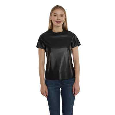 Dolce Cabo Vegan Leather SS Top in Black S