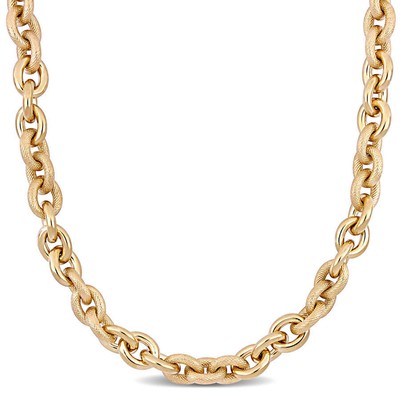 Pre-owned Amour 24 Inch Oval Link Necklace In Yellow Plated Sterling Silver